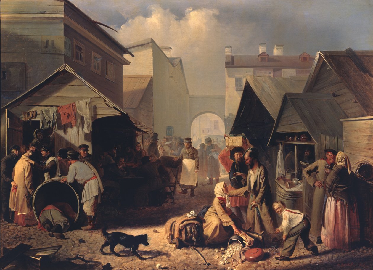 Barraca de refresco em São Petersburgo, 1858 de Adrian Markovich Volkov