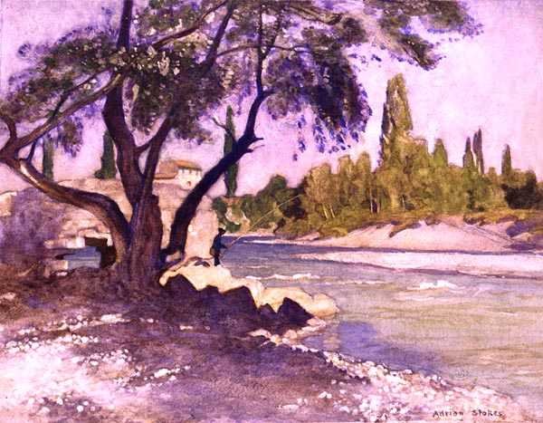 O Durance em Sisteron, França (aguarela sobre papel) de Adrian Scott Stokes
