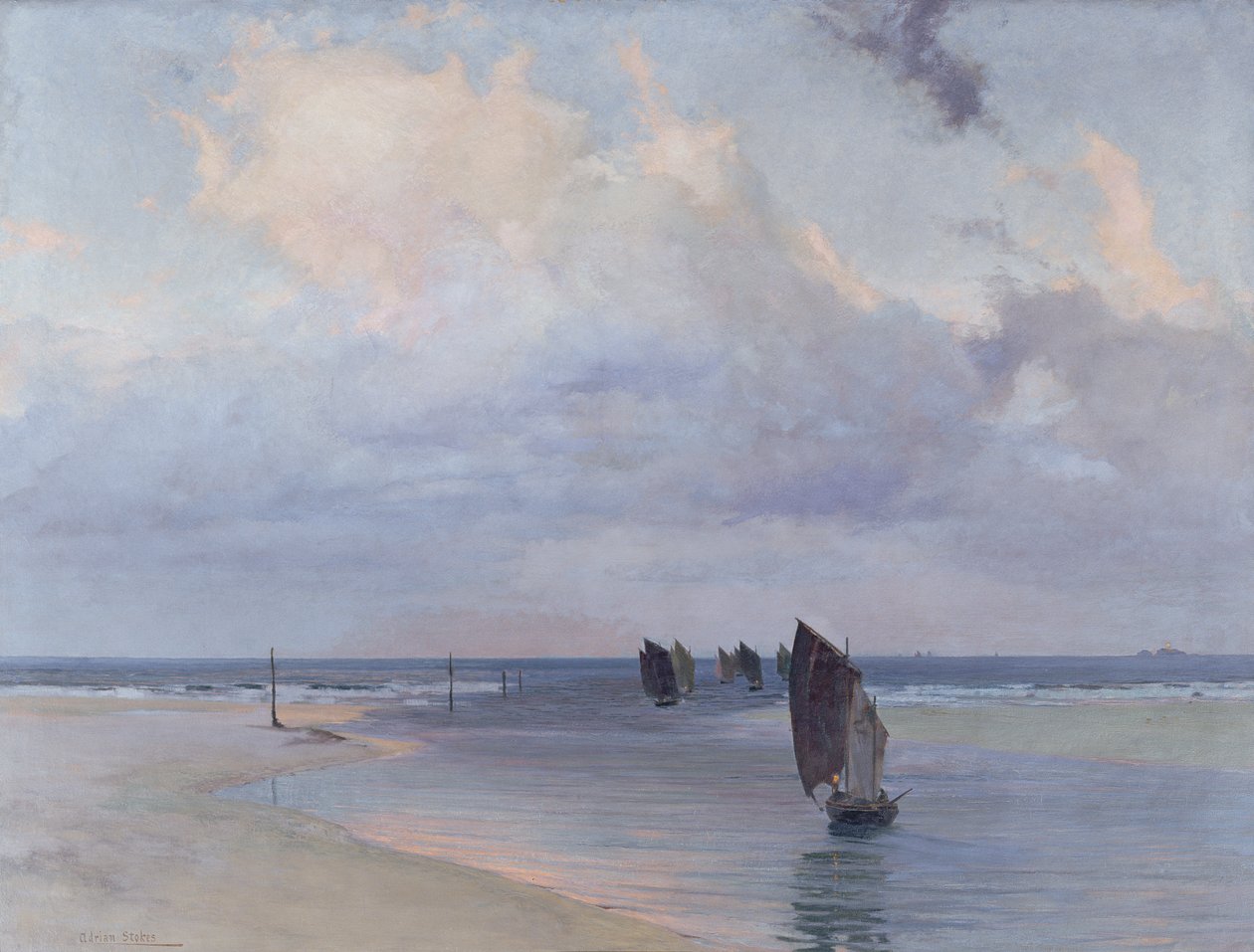 The Harbor Bar (óleo sobre tela) de Adrian Scott Stokes
