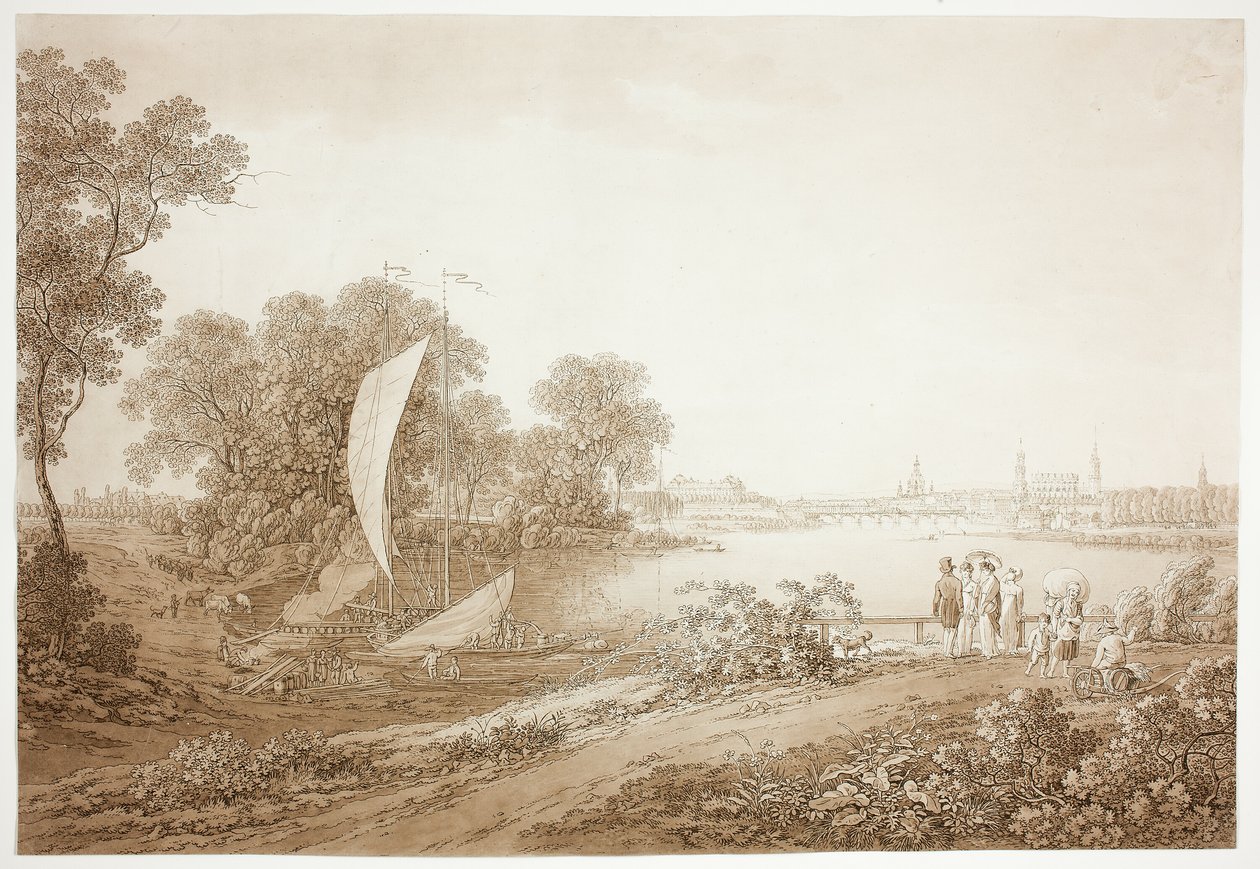 Vista de Dresden de Pieschen de Adrian Zingg