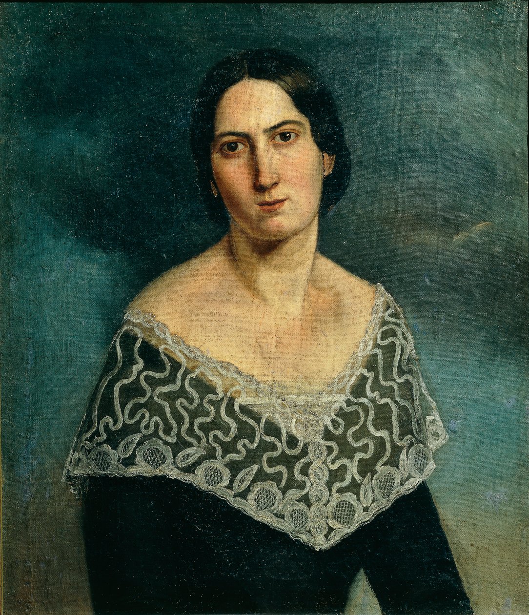Retrato da Sra. Bonini Gardi (óleo sobre tela) de Adriano Baldini