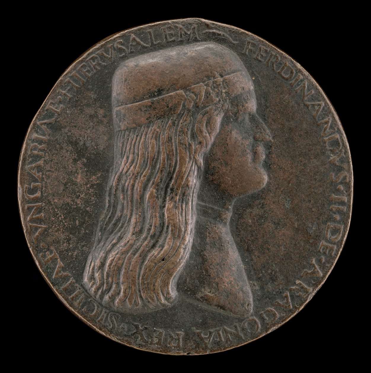 Fernando II de Aragão, falecido em 1496, Príncipe de Cápua e Rei de Nápoles em 1495 [anverso], 14951496. de Adriano Fiorentino