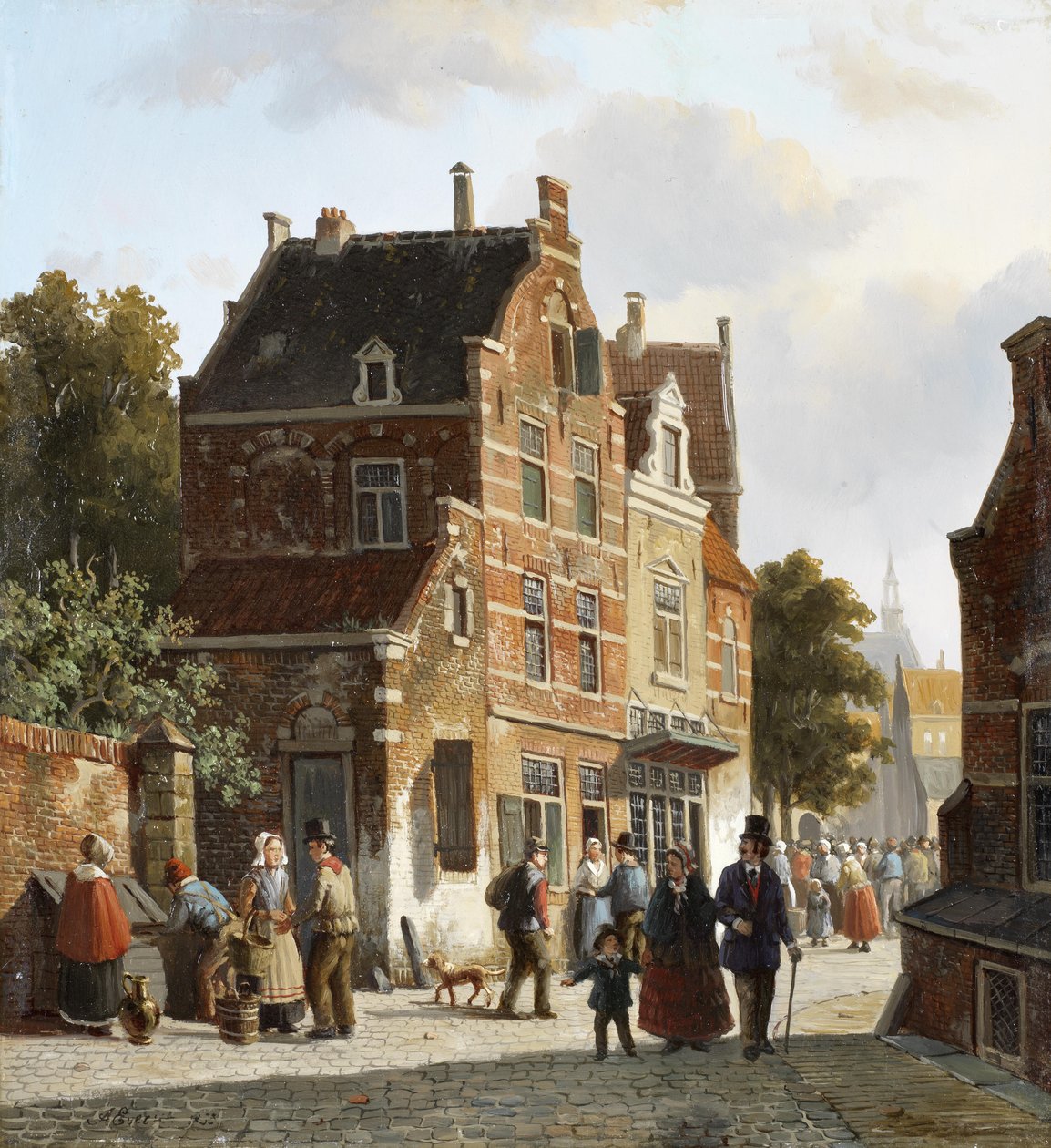 Figuras em uma rua movimentada de Adrianus Eversen