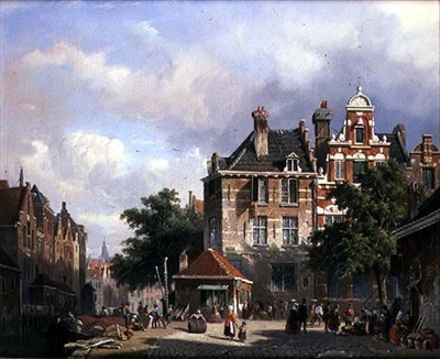 Uma cena de rua holandesa de Adrianus Eversen