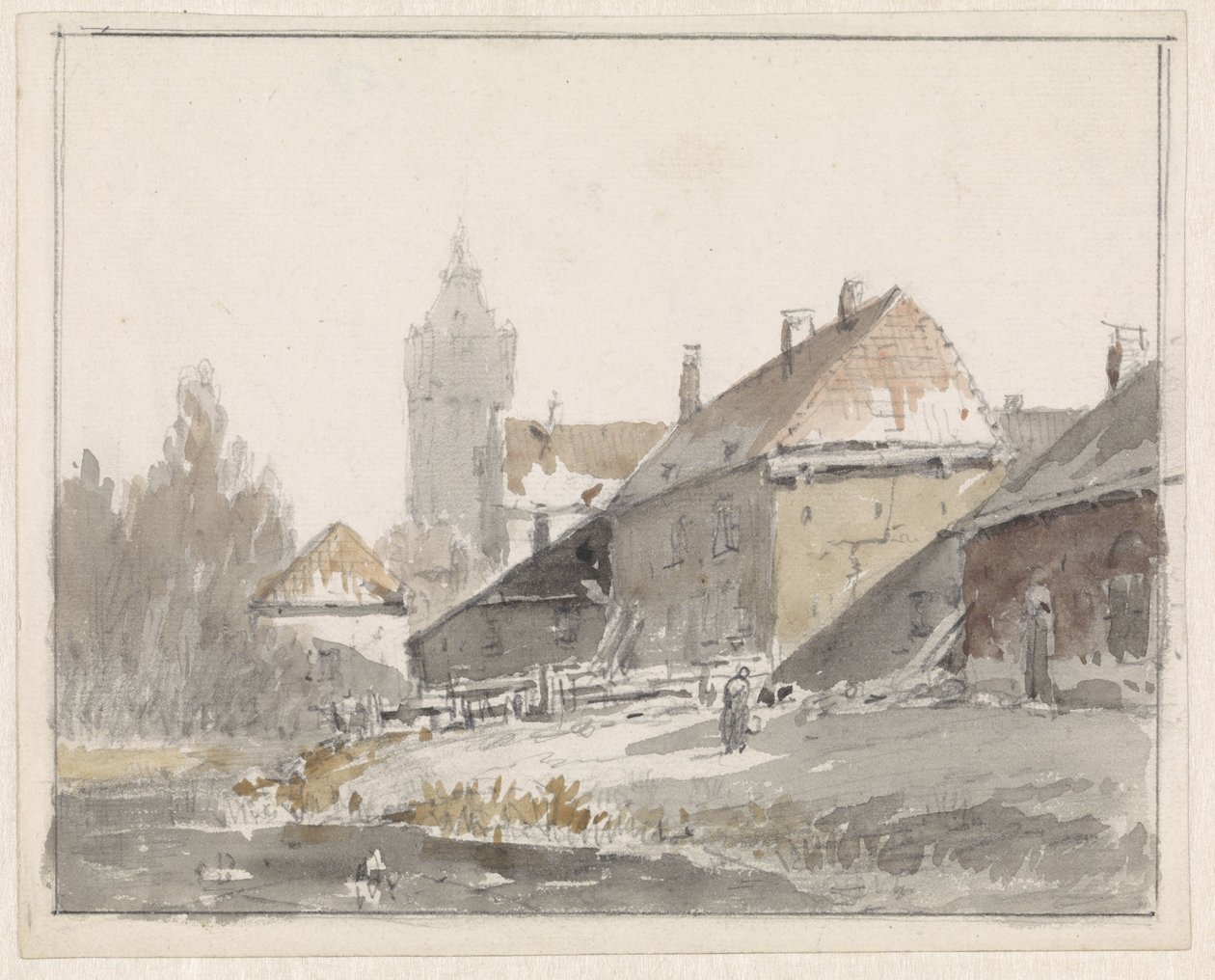 Vista de casas na periferia de uma cidade de Adrianus Eversen