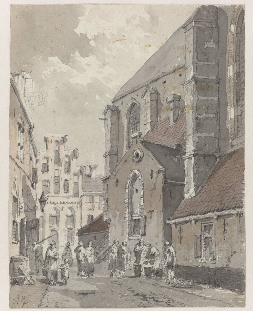 Vista em Amersfoort, na parte direita do St. Joriskerk de Adrianus Eversen