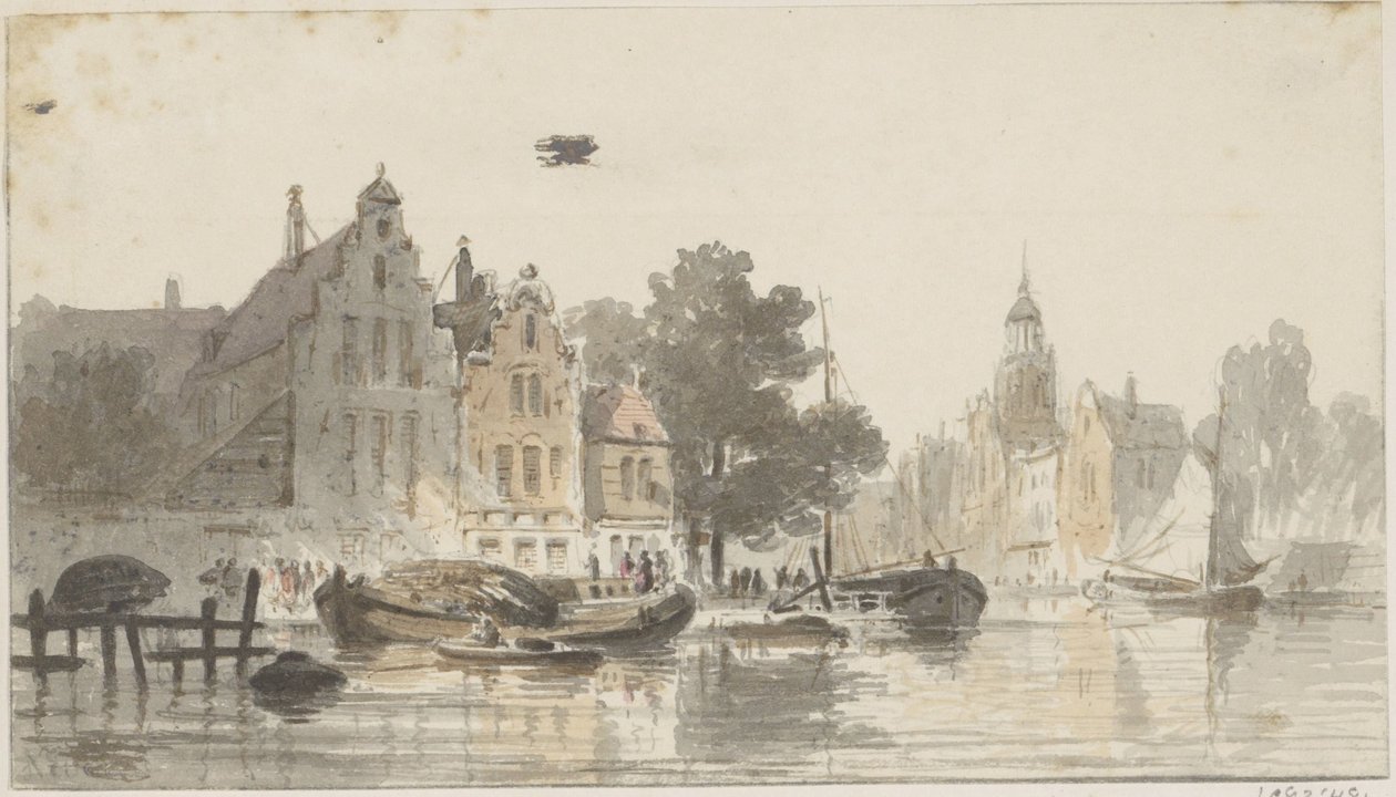 Paisagem de Cityscape com canal de Adrianus Eversen