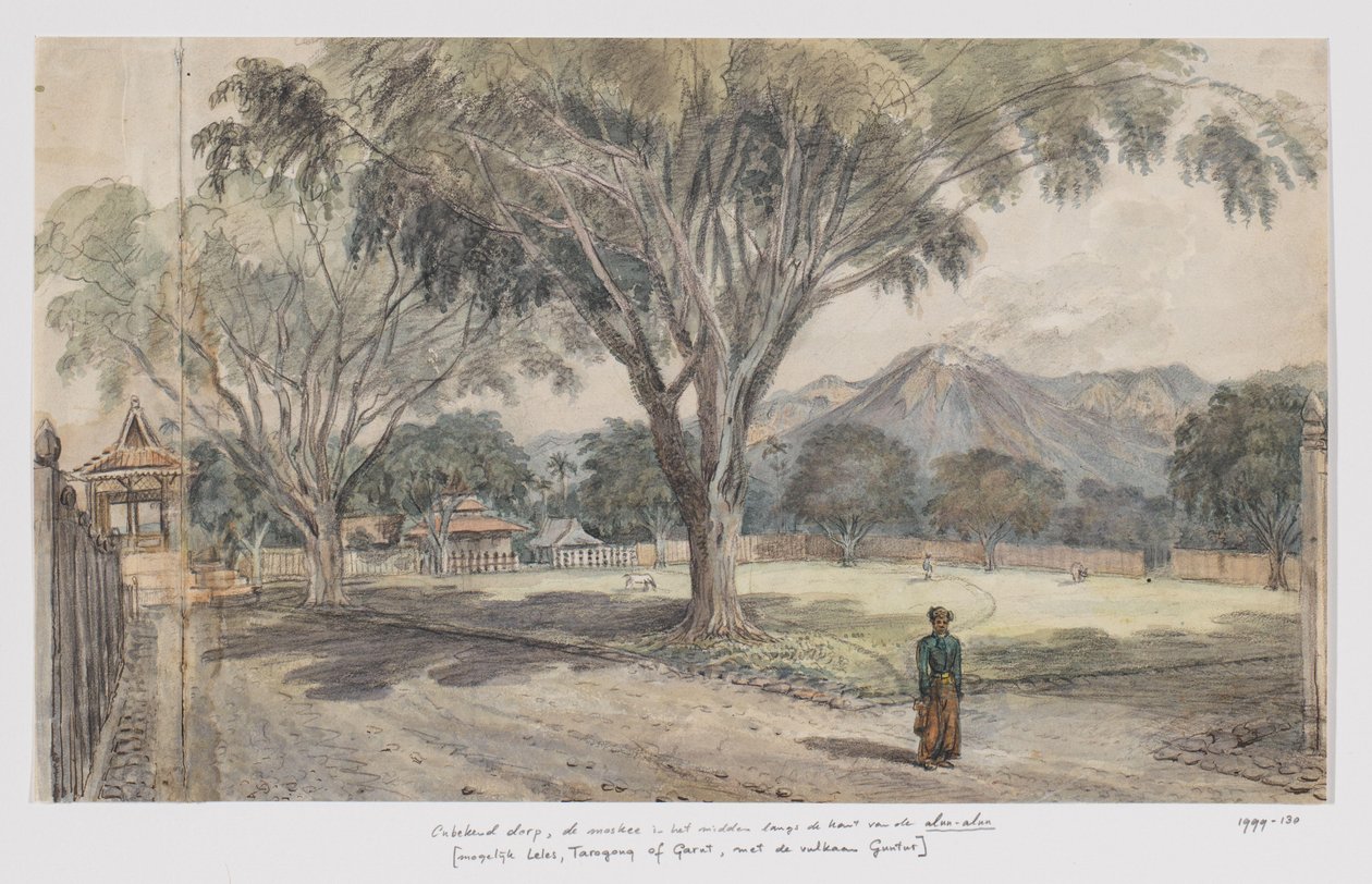 Vista do alun-alun de uma aldeia de Adrianus Johannes Bik