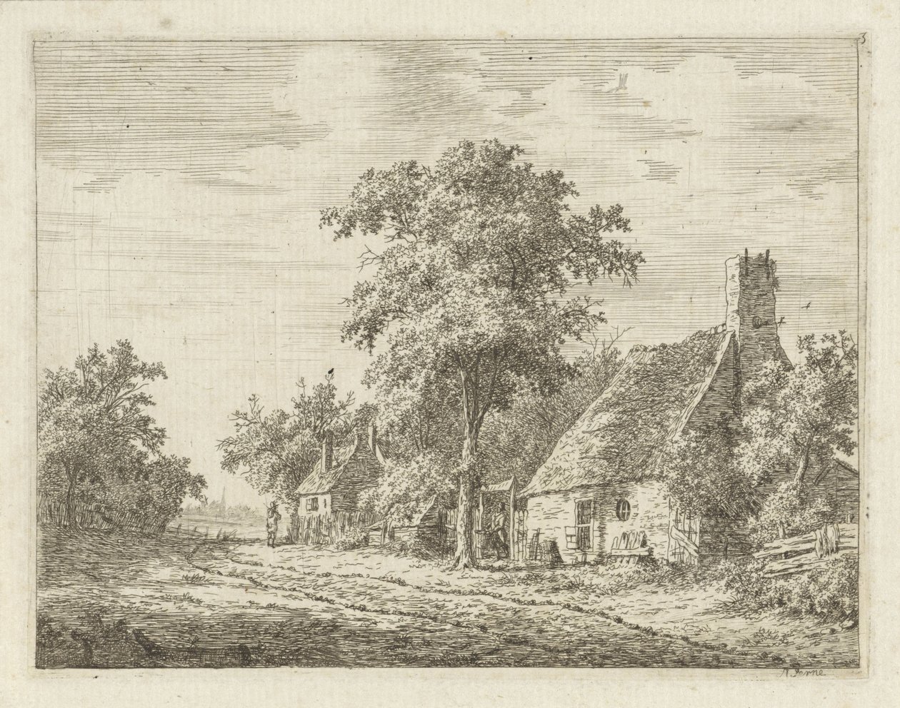 Duas casas ao longo de uma estrada de Adrianus Serné