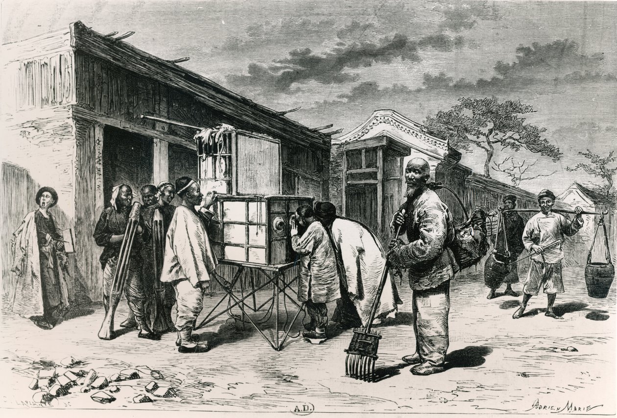 Um diorama em uma estrada em Pequim, 1873 de Adrien Emmanuel Marie