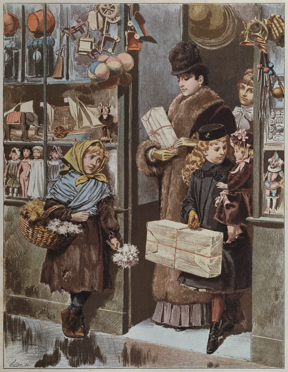 &39;Presentes de Natal&39;, ilustração de &39;Paris Illustre&39;, 1886 de Adrien Emmanuel Marie