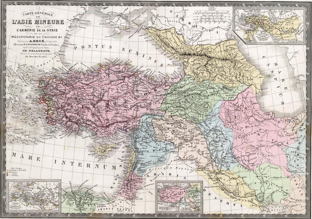 Mapa geral Ásia Menor da Armênia da Síria, Mesopotâmia do Cáucaso e A. de Adrien Hubert Brué