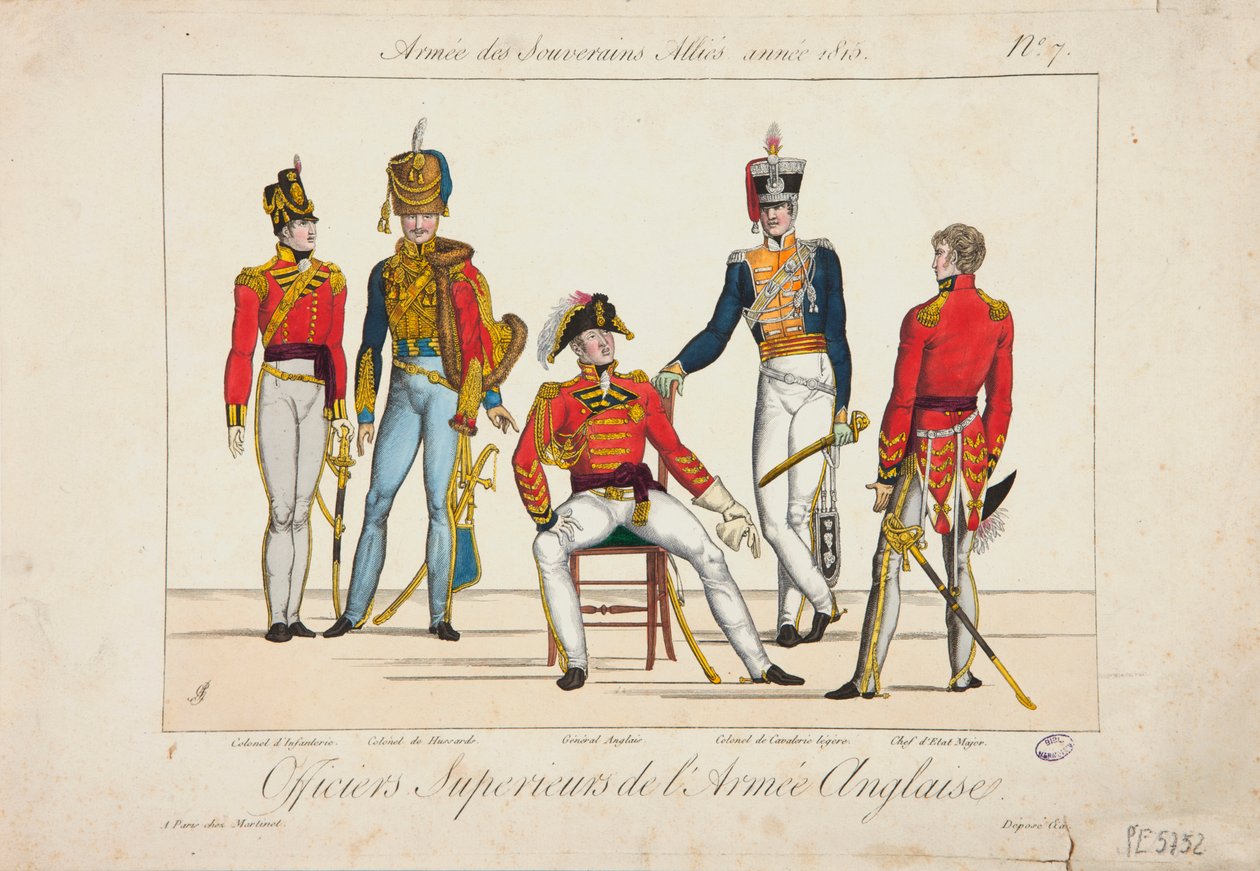 Oficiais superiores do exército inglês, exército de soberanos aliados, 1815 de Adrien Pierre Francois Godefroy