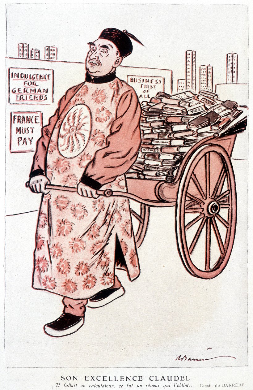 Desenho animado sobre Paul Claudel, poeta e dramaturgo francês - por Barrère, em "Fantasio" a partir de 01/01/1927 de Adrien Barrere