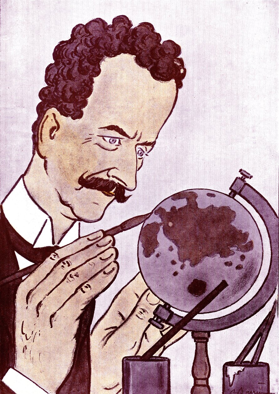 Cartoon de Philippe Berthelot (1866-1934) político e diplomata francês - desenho de Adrien Barrere (1877-1931) de Fantasio de Adrien Barrere