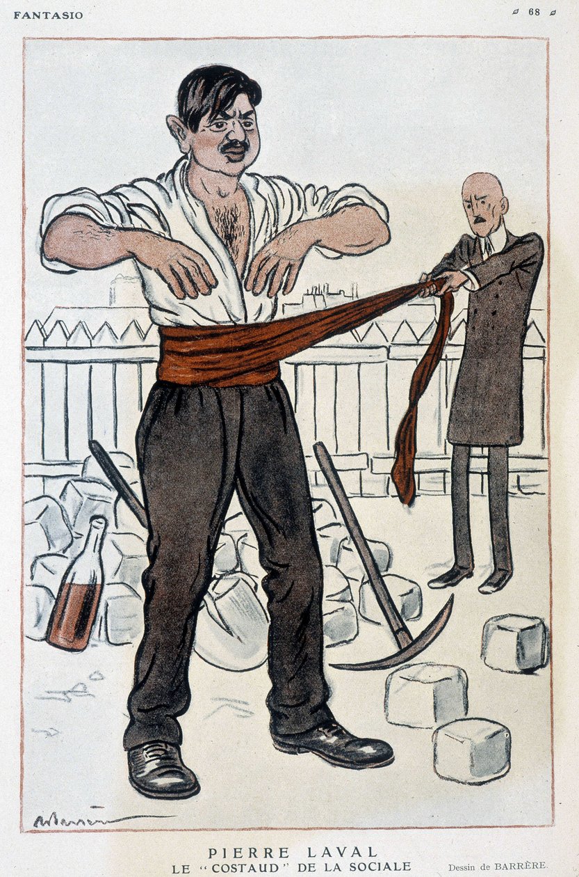 Cartoon de Pierre Laval, o forte social - Ilustração de Adrien Barrere (1877-1931) em Fantasio de 01/09/1925 de Adrien Barrere