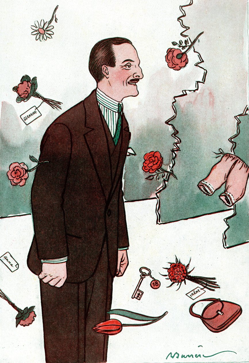 Cartoon representando o comediante francês Victor Boucher (1877-1942) - Desenho de Adrien Barrere (1877-1931) de Fantasio de Adrien Barrere