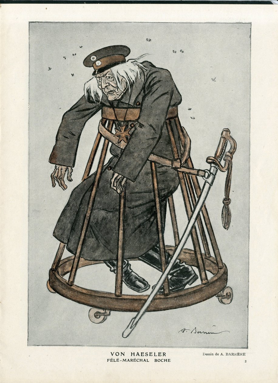 Fantasio, ca. 1916_6_1 - Ilustração de A Barrere (1874-1931): Guerra de 14 -18, Alemanha Prússia, Datas do Verificador - Von Haesler - Senilização de Adrien Barrere