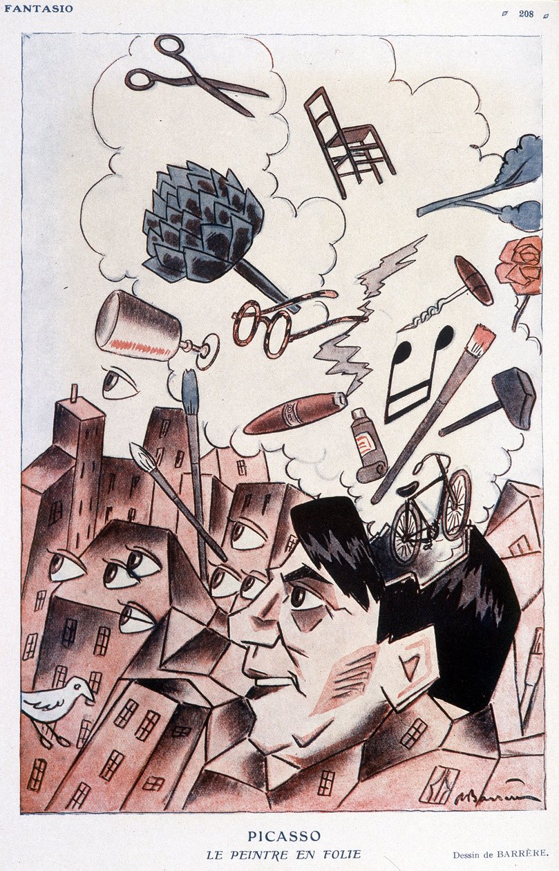Desenho humorístico sobre Pablo Picasso de Barrère - em "Fantasio", de 15/11/1928. de Adrien Barrere