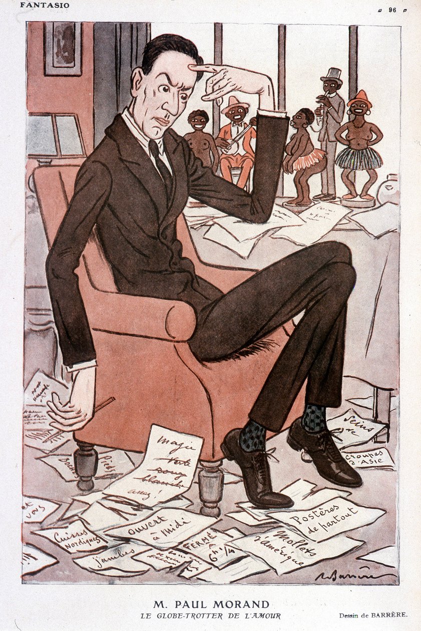 Retrato humorístico de Paul Morand - por Barrère em "Fantasio" de 15/09/1928 de Adrien Barrere