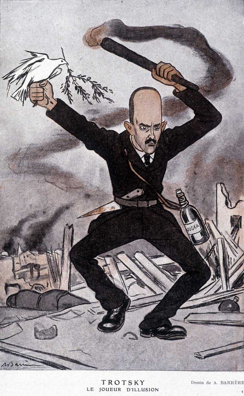 Leon Trotsky (Trotsky) (1879-1940), o ilusionista - desenho animado de Barrère, em "Fantasio" de 15/03/1918 de Adrien Barrere