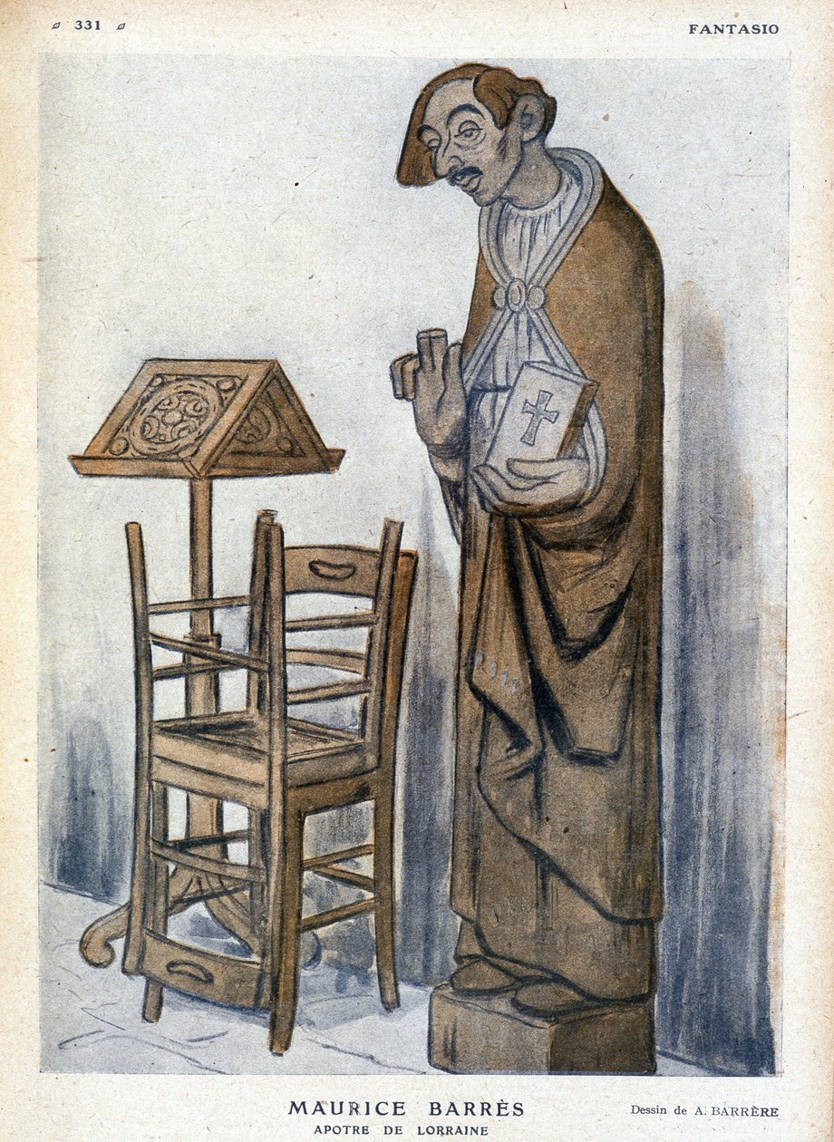 Maurice Barrès e Apotre de Lorraine - Caricatura de Adrien Barrere (1877-1931) em "Fantasio de Adrien Barrere
