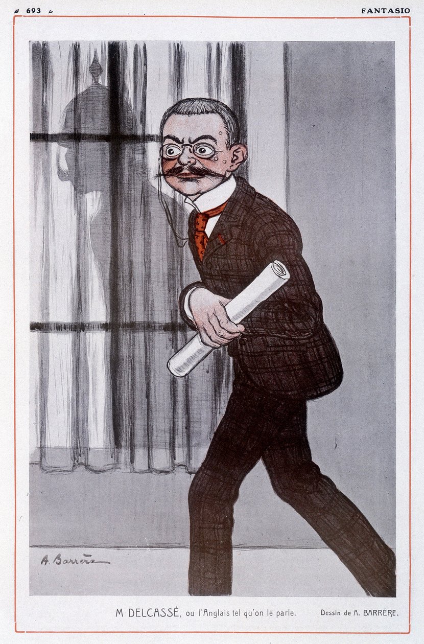 Retrato de Theophile Delcasse (1852-1923), ministro francês das Relações Exteriores em "Fantasio" - Ilustração de Adrien Barrere (1877-1931) - de Adrien Barrere