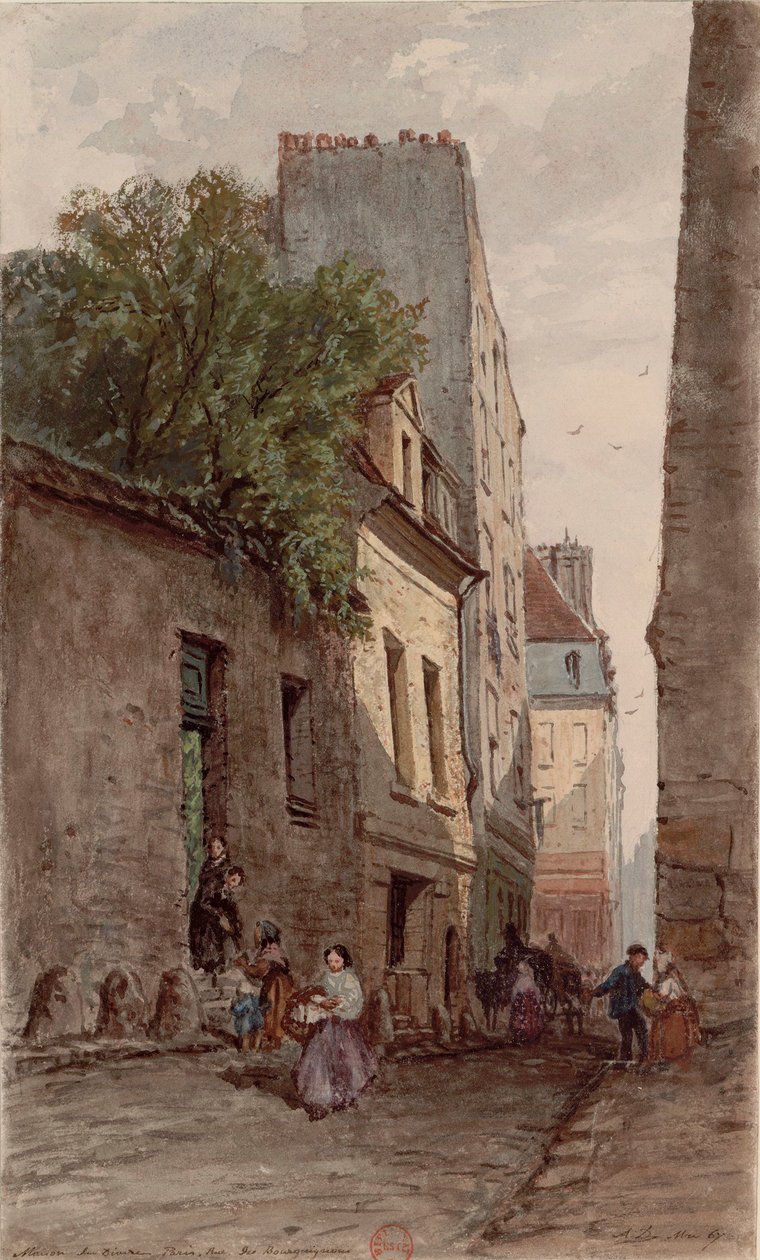 Casa do diácono François de Pâris (1690-1727), Paris, rue des Bourguignons (agora boulevard de Port-Royal). Desenho de Adrien Dauzats (1804-1868) de Adrien Dauzats