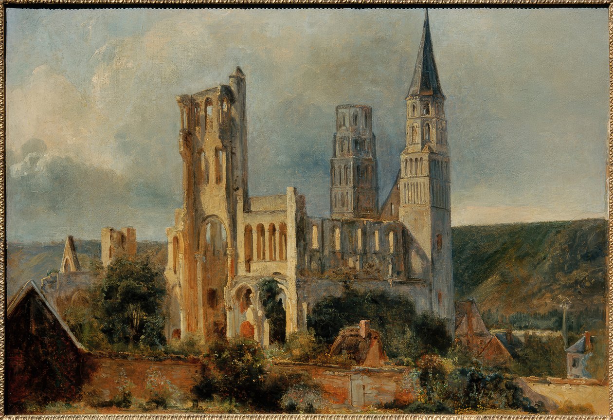 Ruínas da Igreja da Abadia de Jumièges de Adrien Dauzats