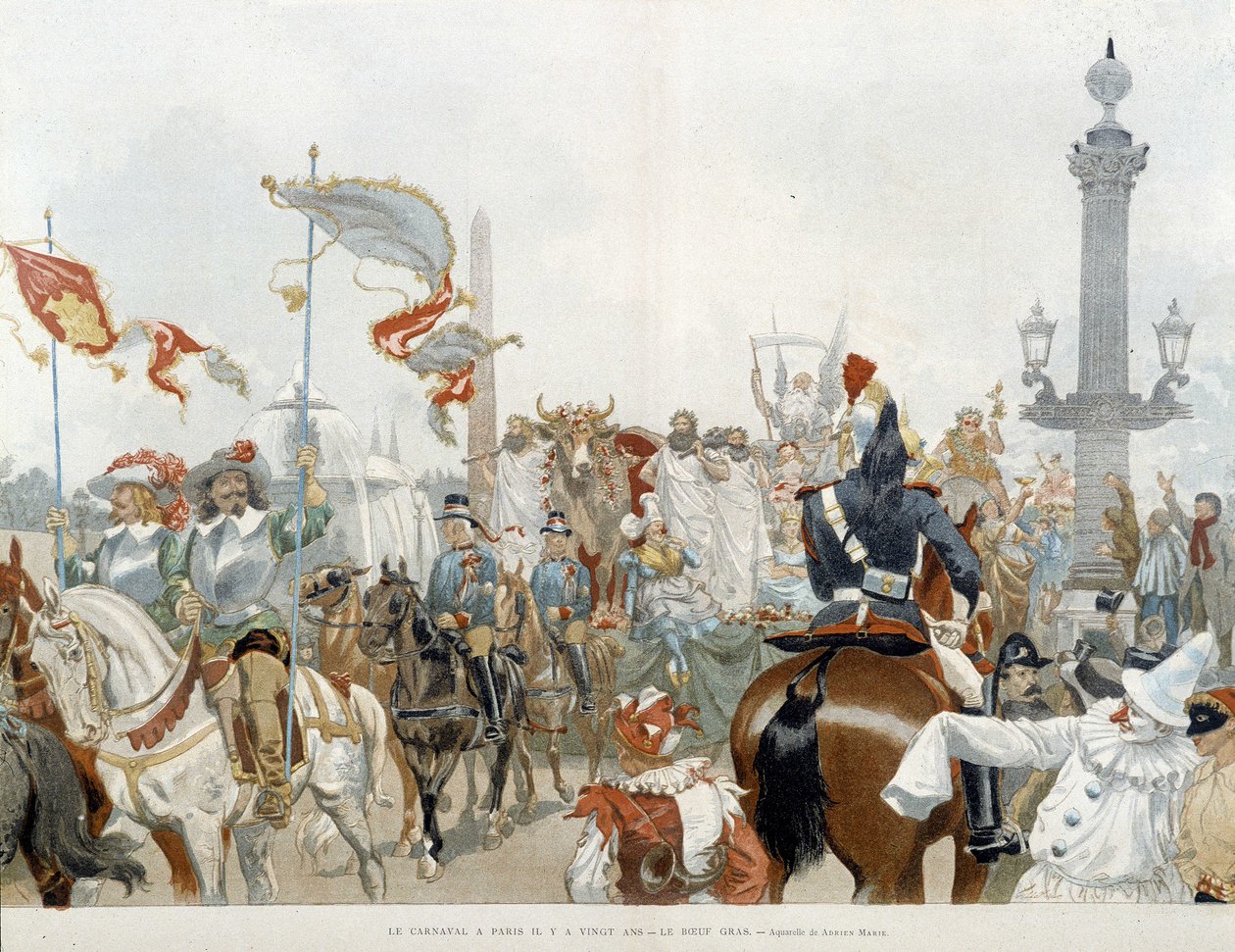 Carnaval em Paris: pasto de vaca - aguarela de Adrien Marie de Adrien Emmanuel Marie