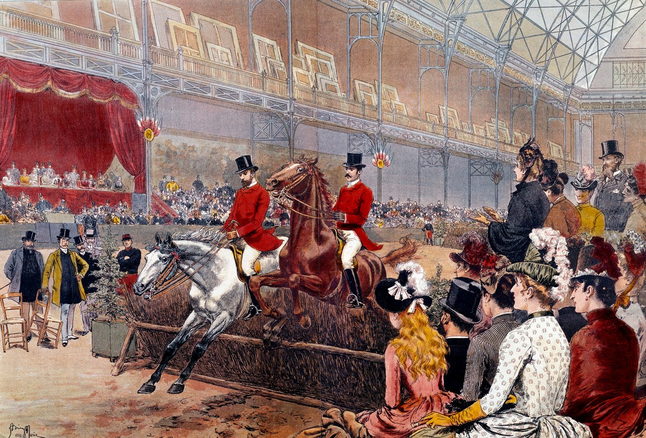 Corrida de cavalos: Litografia de saltos de sebe de Adrien Emmanuel Marie (1848-1891) Paris do século XIX, Musee Carnavalet de Adrien Emmanuel Marie