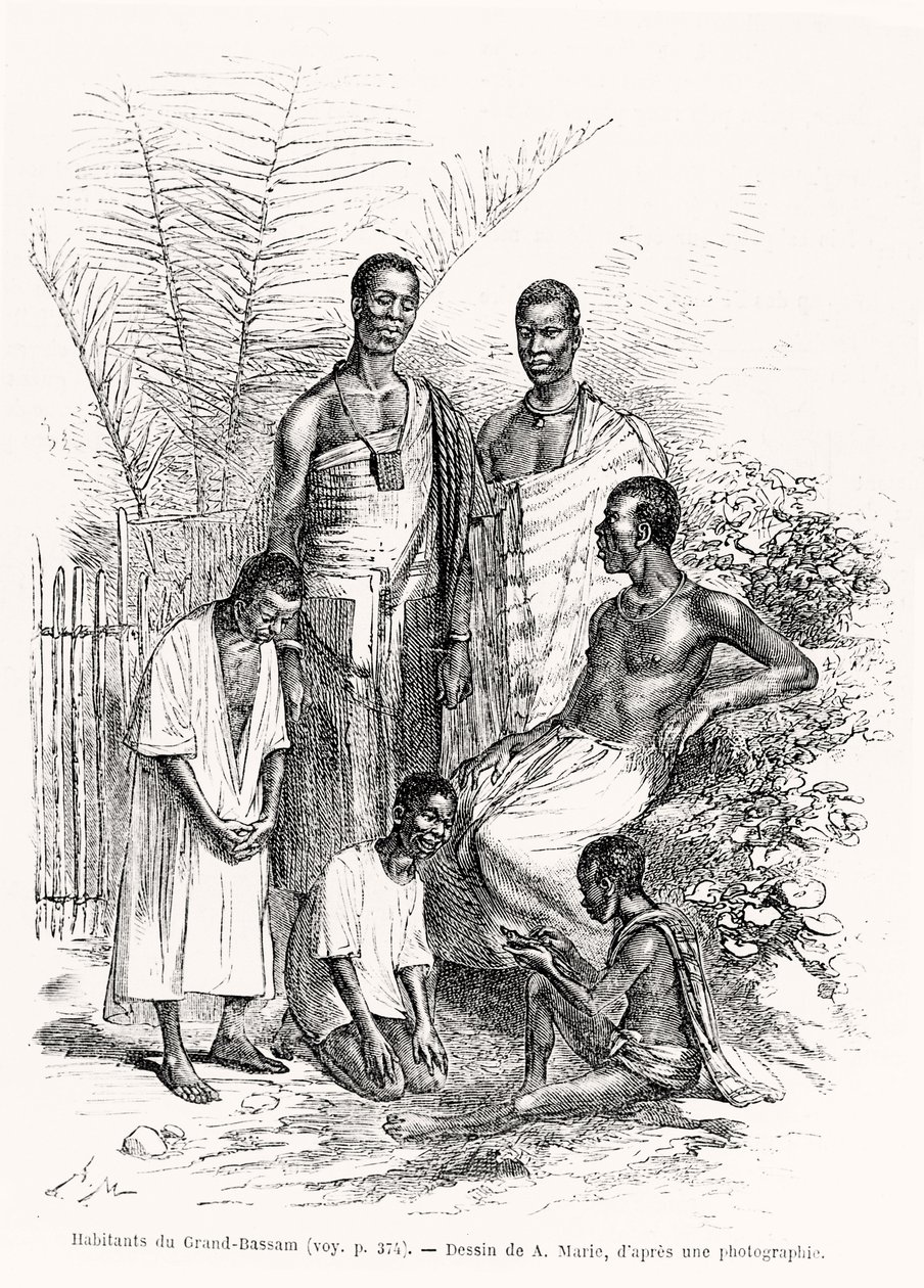Habitantes de Grand Bassam, ilustração de todo o mundo, 1868 de Adrien Emmanuel Marie