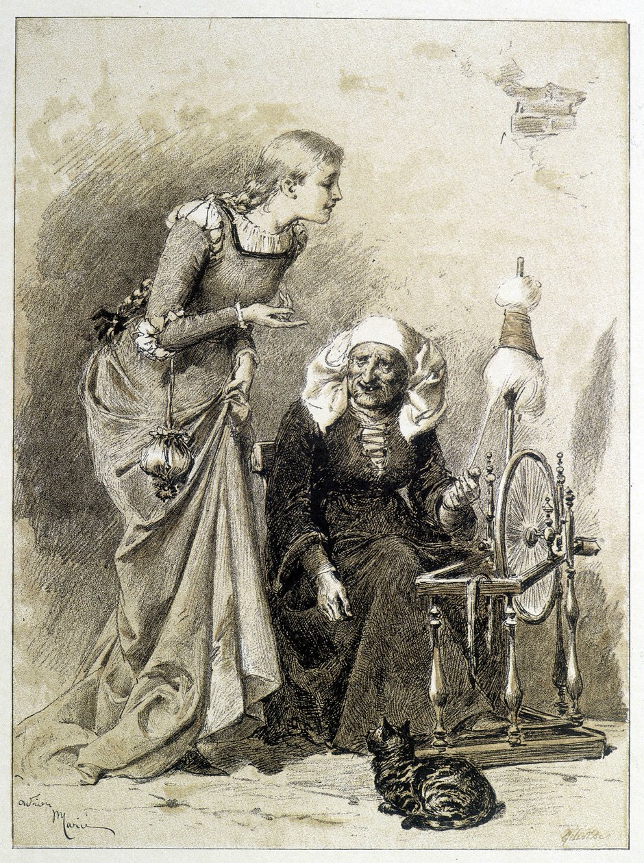 A Bela Adormecida - em "Contos de Fadas" de Charles Perrault, ilustrações de Adrien Marie de Adrien Emmanuel Marie