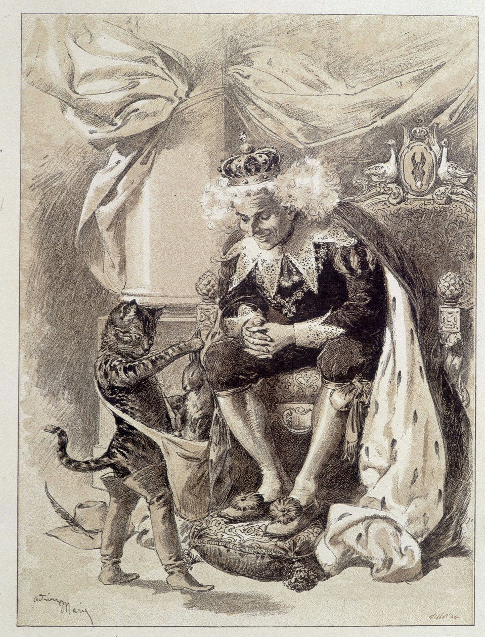 Le Chat Bottté - em "Les Contes de Fées" de Charles Perrault, ilustrações de Adrien Marie de Adrien Emmanuel Marie