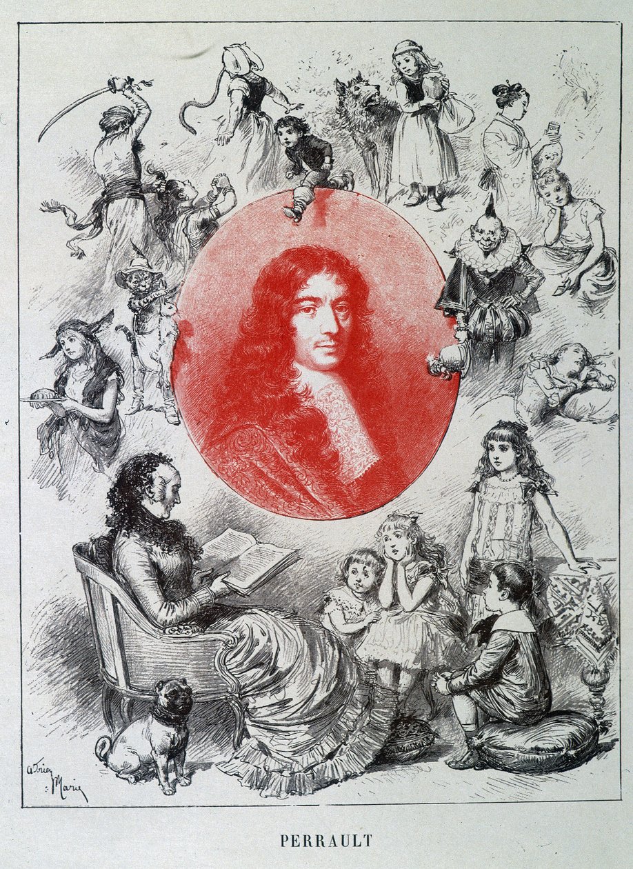 Retrato de Charles Perrault - em "Les contes de fees" de Charles Perrault, ilustrações de Adrien Marie de Adrien Emmanuel Marie