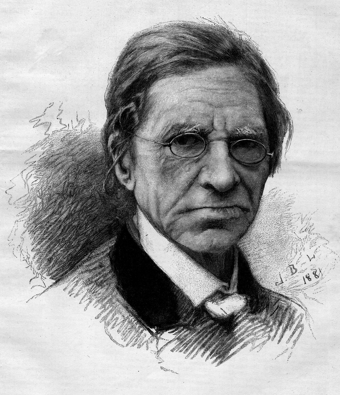 Retrato de Emile Littre (1801-1881), filólogo, médico e político francês. Gravura de Adrien Marie em "O Mundo Ilustrado" n°1263 de 11 de junho de Adrien Emmanuel Marie