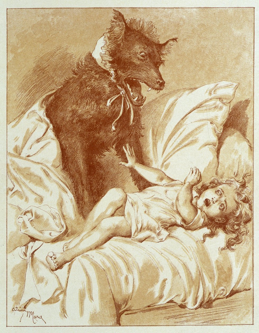 The Little Red Riding Hood - em "Os contos de fadas" de Charles Perrault, ilustrações de Adrien Marie de Adrien Emmanuel Marie