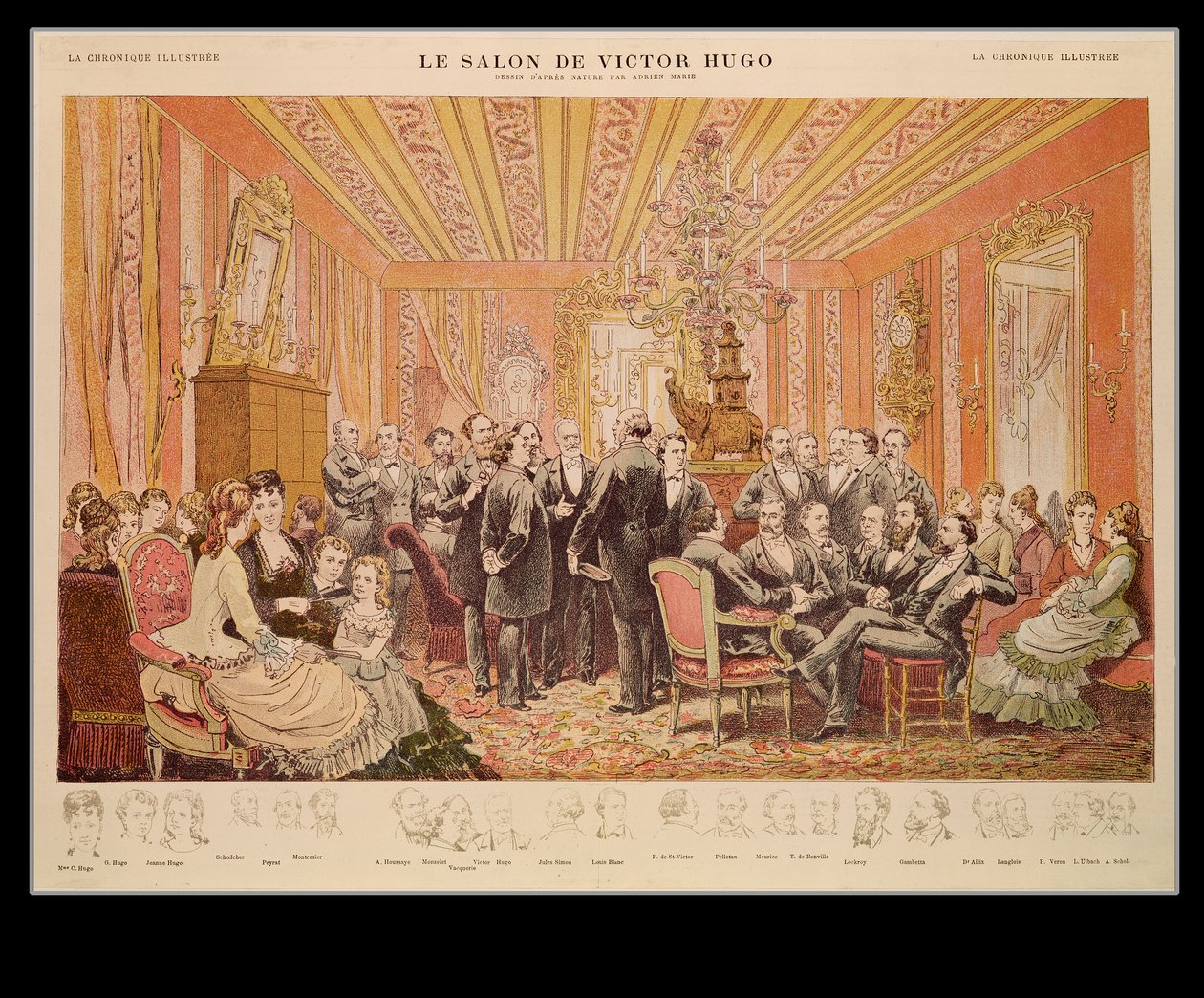 O Salão de Victor Hugo (1802-85) 21 rue de Clichy, ilustração de &39;The Illustrated Crônica&39; de Adrien Emmanuel Marie