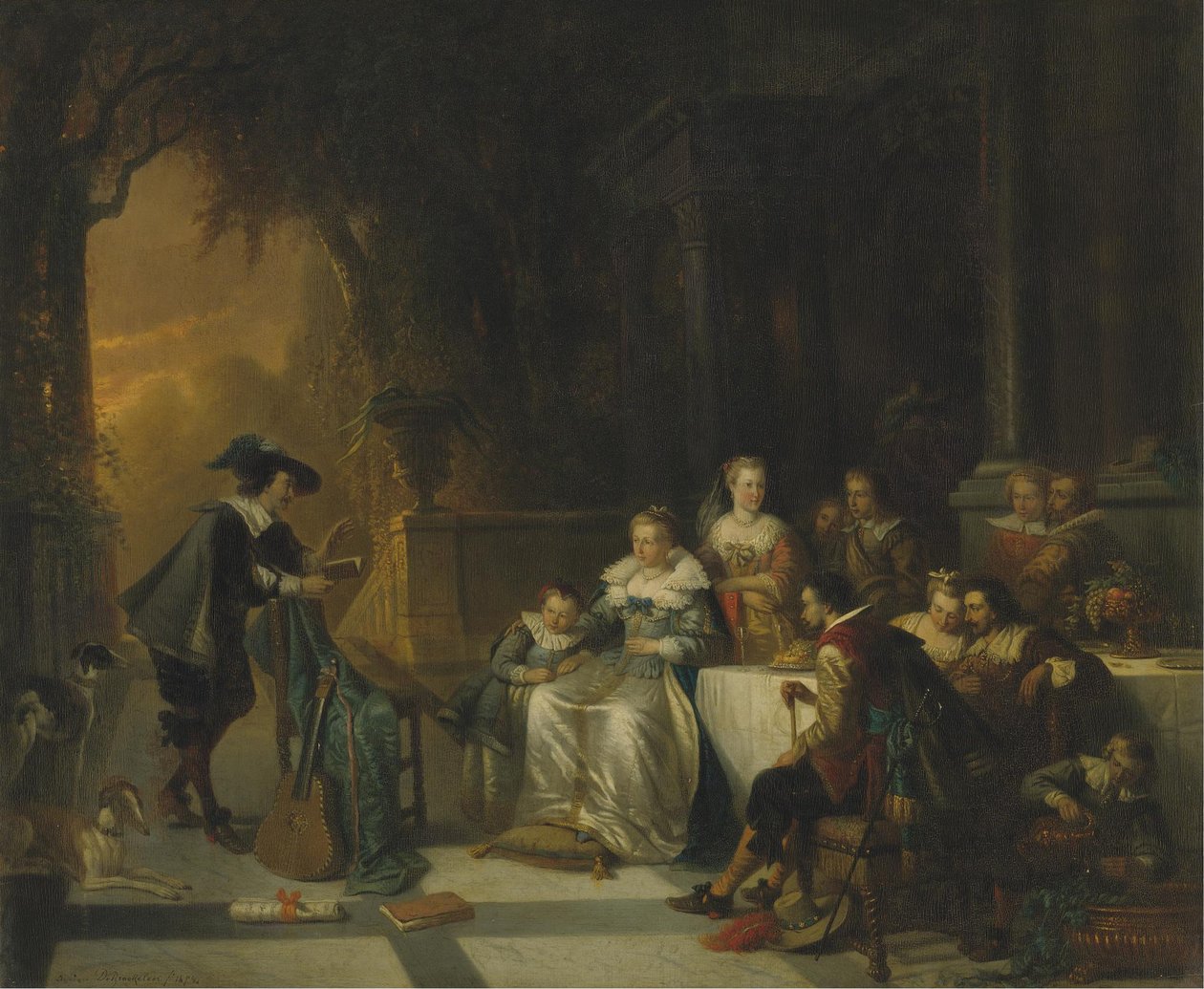 John Dryden Lendo um de Seus Poemas perante a Corte, 1869 de Adrien Ferdinand de Braekeleer