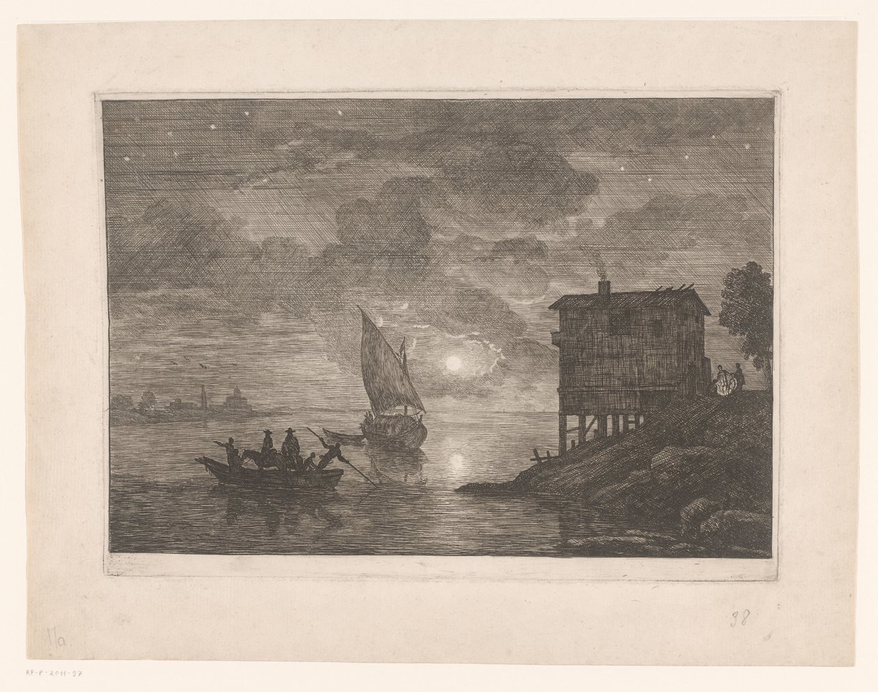 Balsa à noite le baco de Adrien Manglard (attributed to)