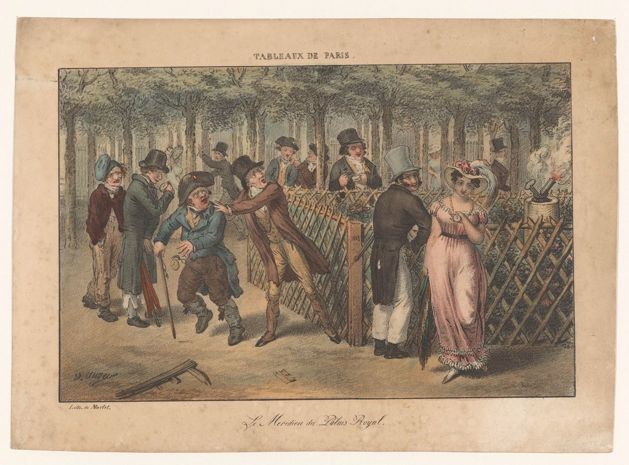 Relógio de sol do Palais-Royal Le Meridien du Palais Royal Cenas parisienses (título da série) Tableaux de Paris (título da série no objeto) de Adrien Victor Auger