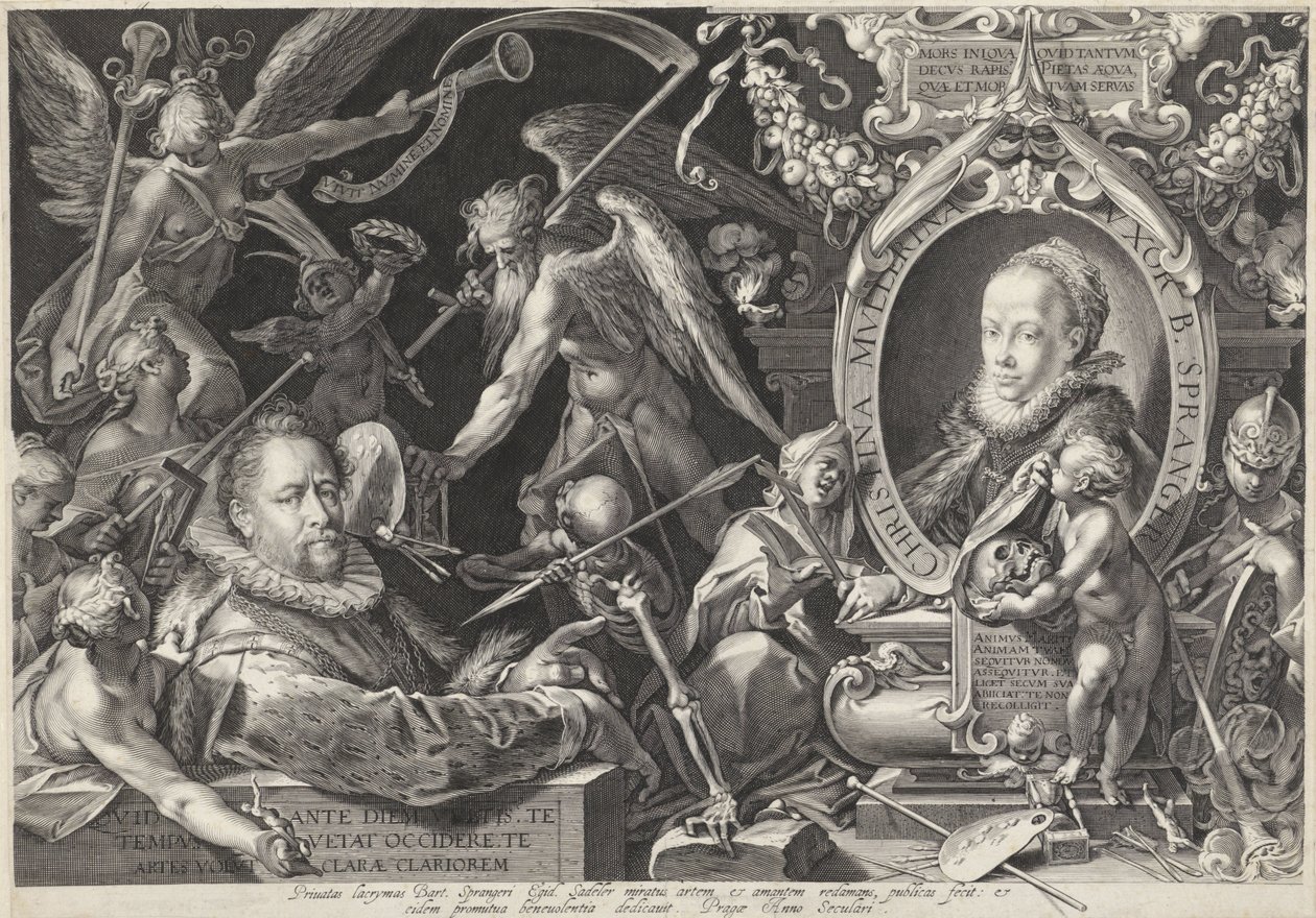 Retrato alegórico de Bartholomeus Spranger e sua esposa Christina Muller de Egidius  Sadeler (II)