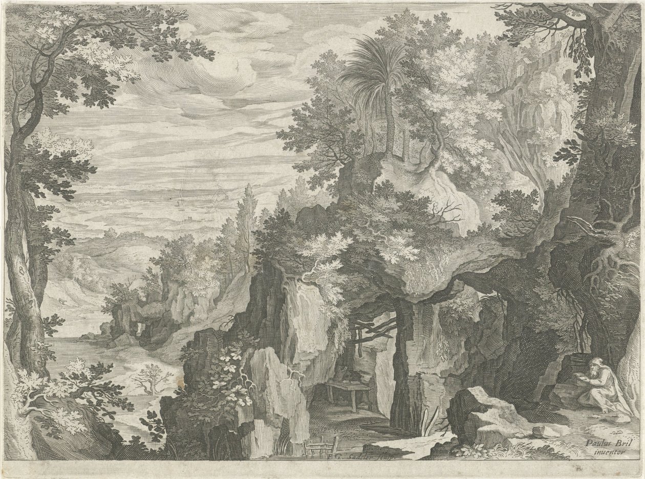 Paisagem montanhosa com um eremita de Egidius  Sadeler (II)