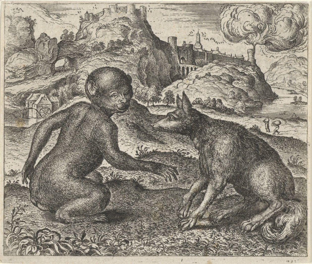 Fábula do macaco e da raposa de Egidius  Sadeler (II)