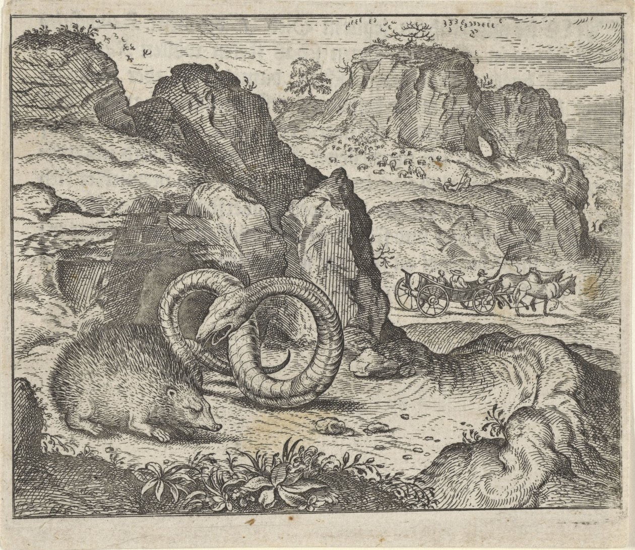 Fábula do ouriço e da serpente de Egidius  Sadeler (II)