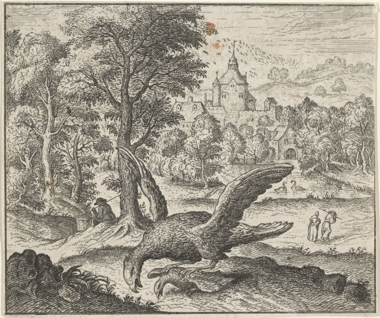 Fábula do abutre e do rouxinol de Egidius  Sadeler (II)