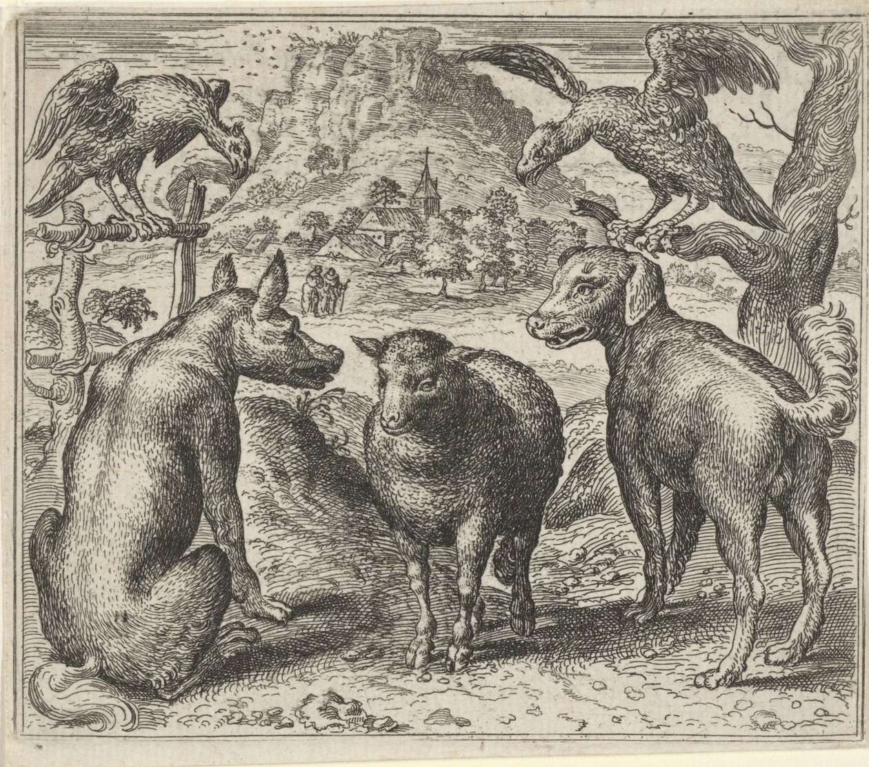 Fábula do lobo e a sua acção judicial contra as ovelhas de Egidius  Sadeler (II)