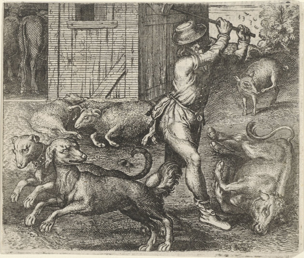 Fábula de um agricultor e dos seus cães de Egidius  Sadeler (II)