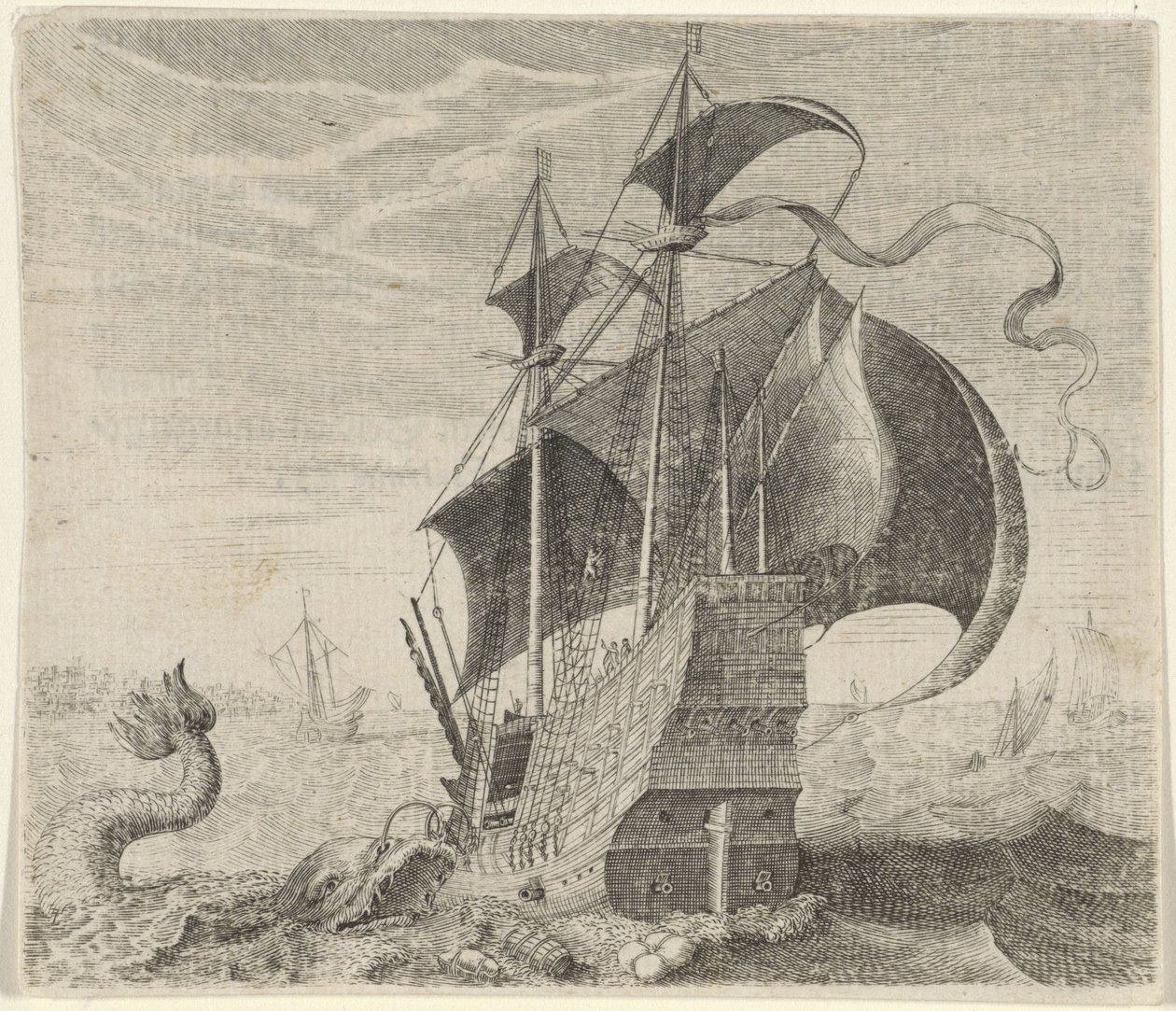 Fábula do navio e da baleia de Egidius  Sadeler (II)