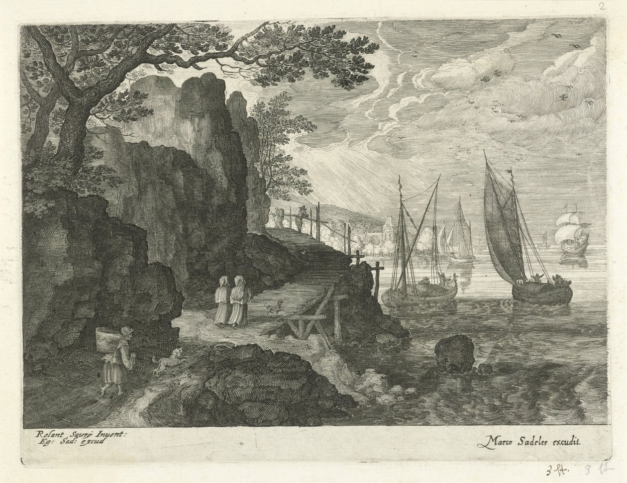 Vista de um porto Paisagens do Tirol (título da série) de Egidius  Sadeler (II)